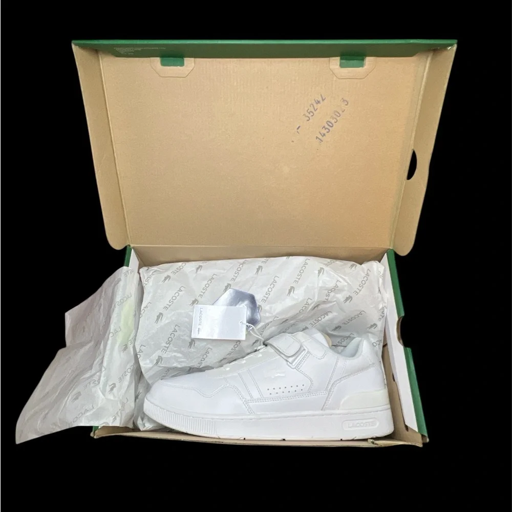 Size‎ 12 - Lacoste T-Clip WHITE/WHITE 21G Mens White Leather Sneakers Shoes